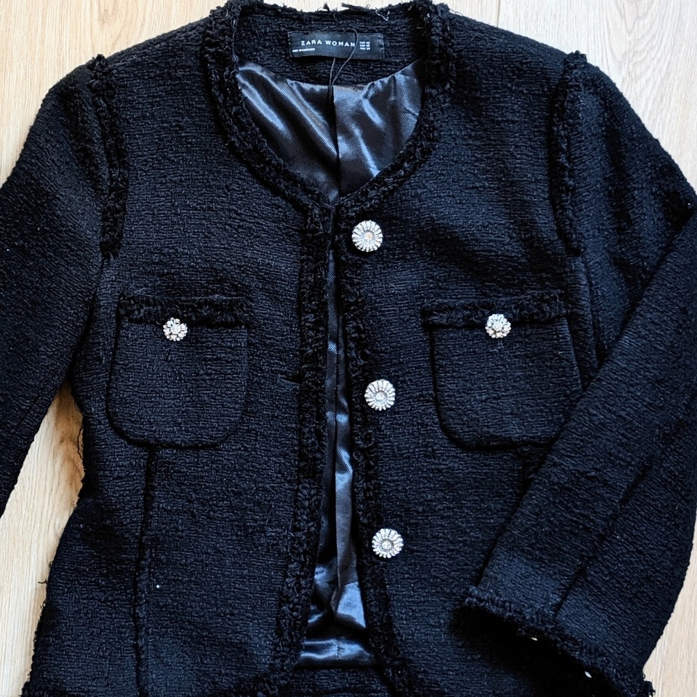 Zara tweed channel style blazer